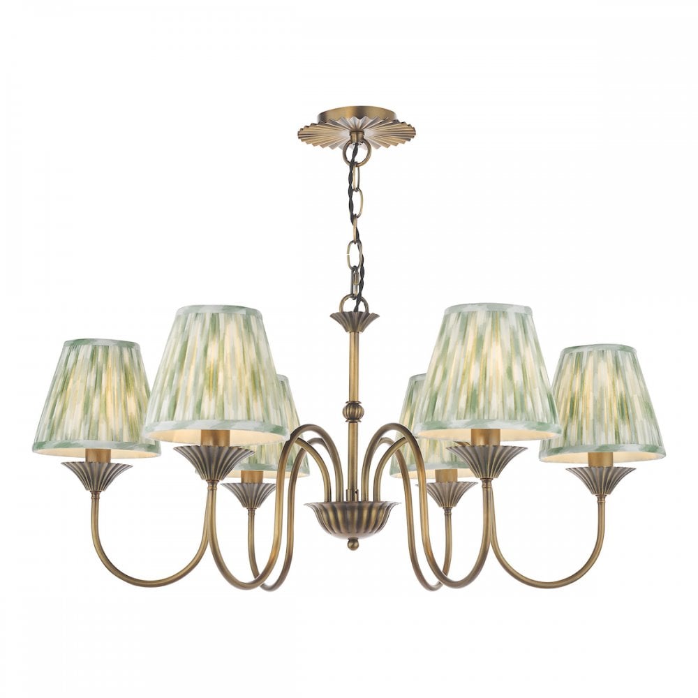 LYD0663-IKA2624 Lydian 6 Light Pendant Antique Bronze With Shade