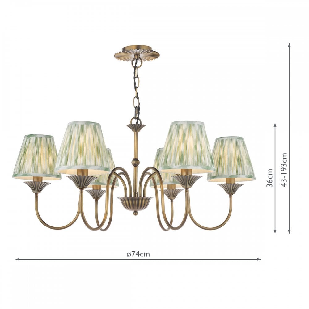 LYD0663-IKA2624 Lydian 6 Light Pendant Antique Bronze With Shade
