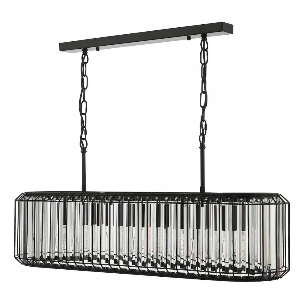 NAE0522 Naeva 5 Light Pendant Matt Black and Crystal