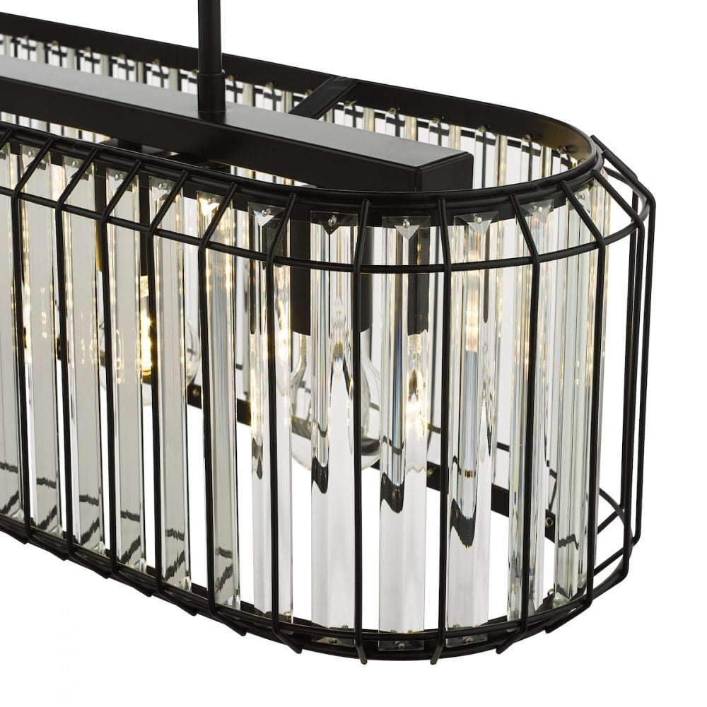 NAE0522 Naeva 5 Light Pendant Matt Black and Crystal