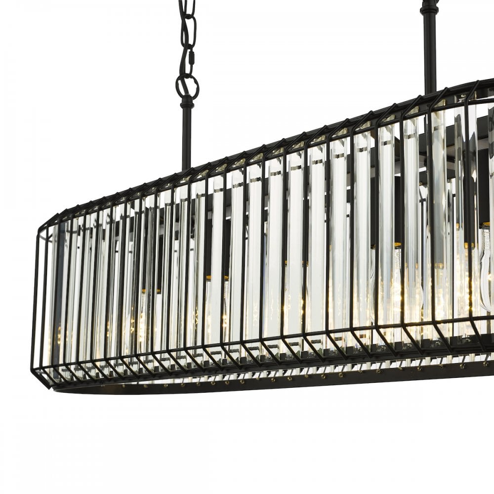 NAE0522 Naeva 5 Light Pendant Matt Black and Crystal