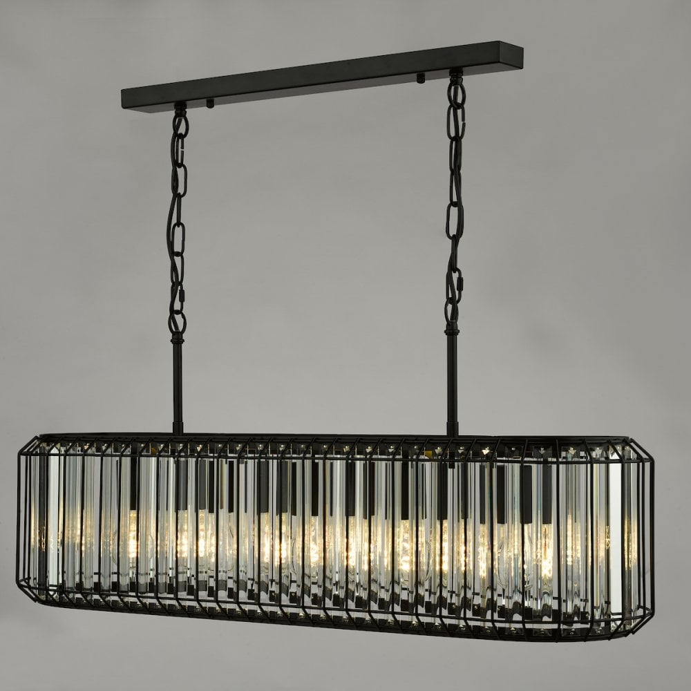 NAE0522 Naeva 5 Light Pendant Matt Black and Crystal