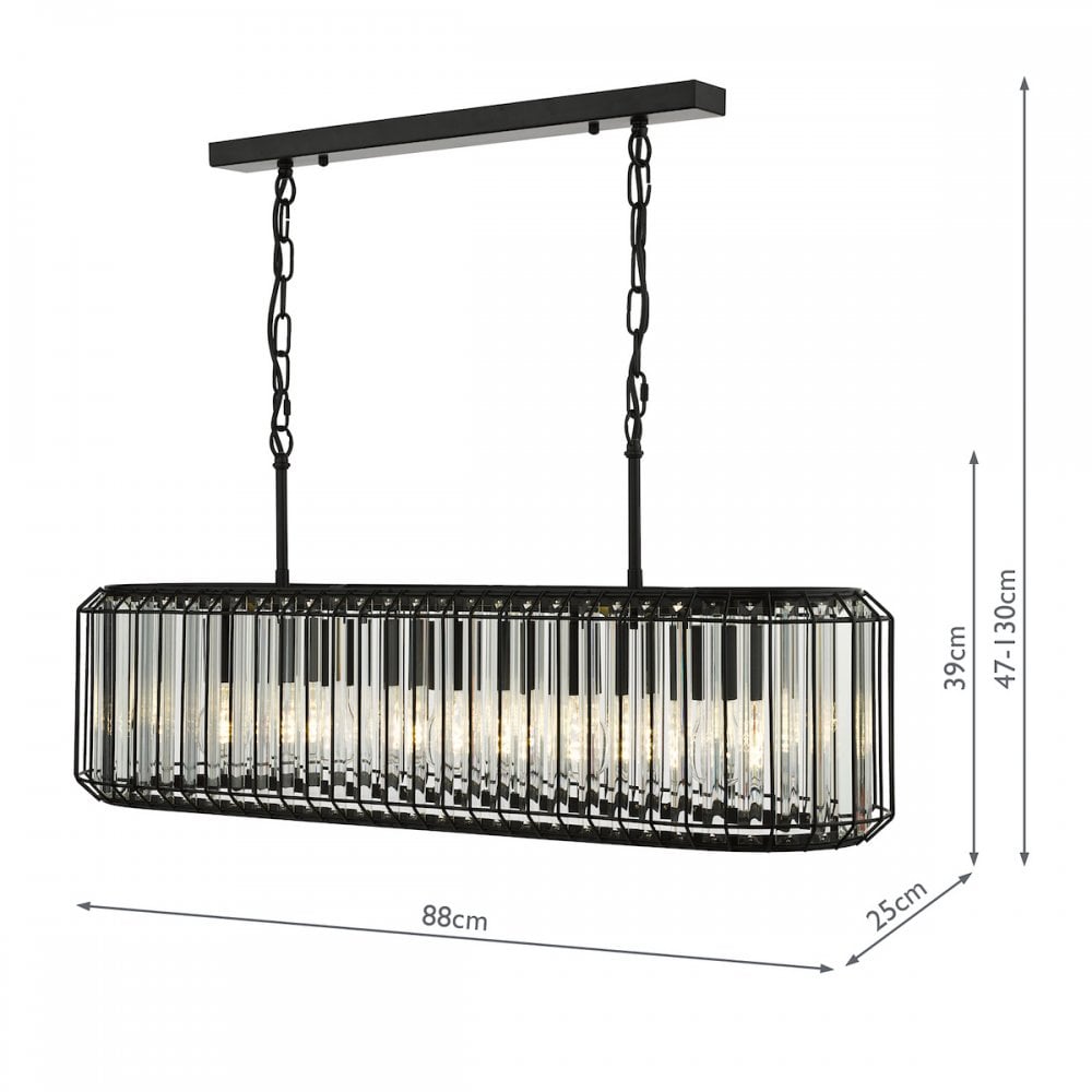 NAE0522 Naeva 5 Light Pendant Matt Black and Crystal