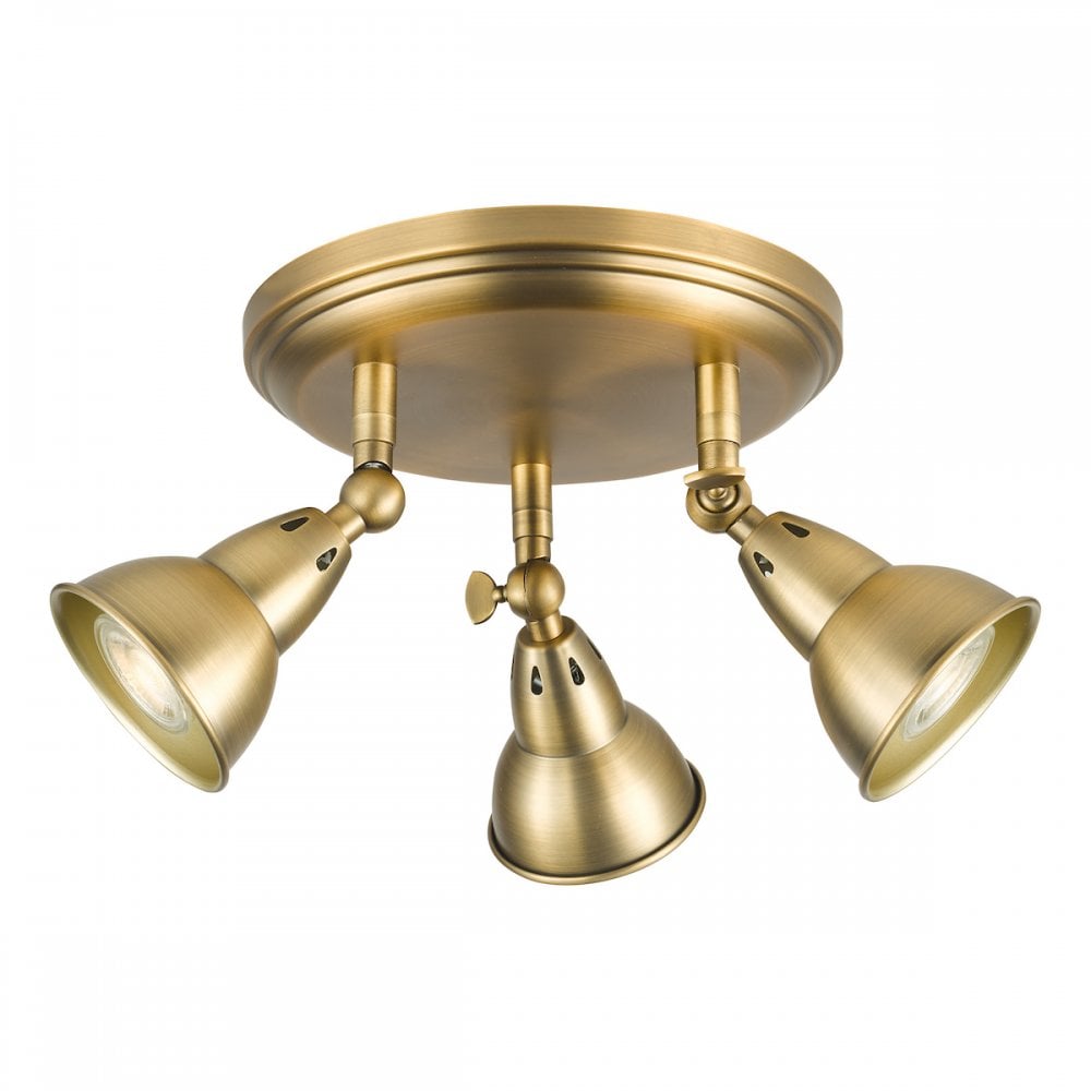 NAT7642 Nathaniel 3 Light Plate Spotlight Aged Brass