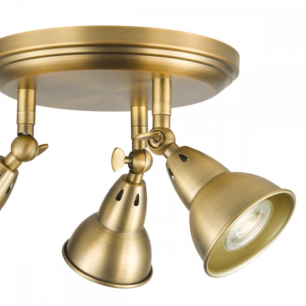 NAT7642 Nathaniel 3 Light Plate Spotlight Aged Brass