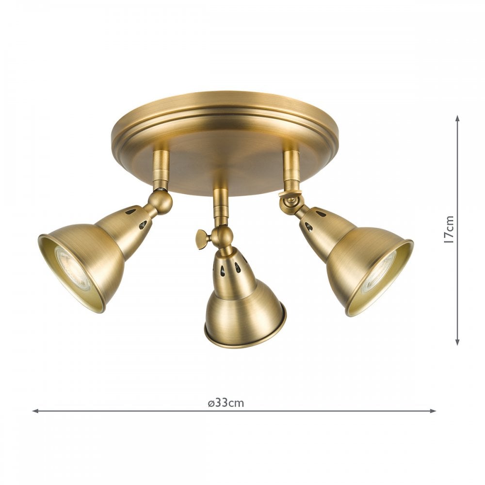 NAT7642 Nathaniel 3 Light Plate Spotlight Aged Brass