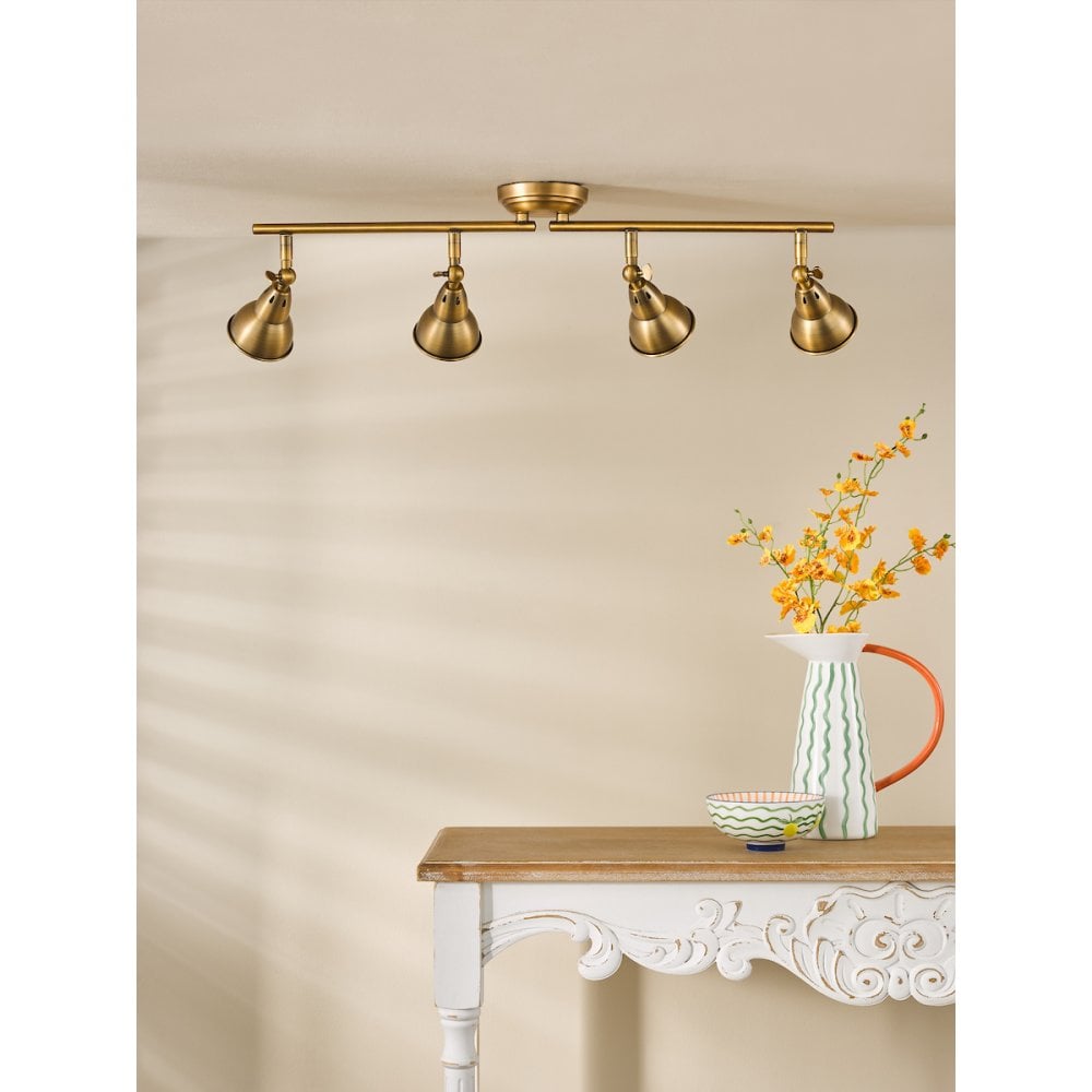 NAT8442 Nathaniel 4 Light Bar Spotlight Aged Brass