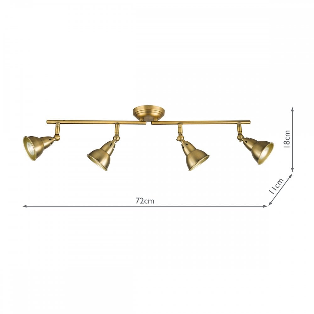 NAT8442 Nathaniel 4 Light Bar Spotlight Aged Brass