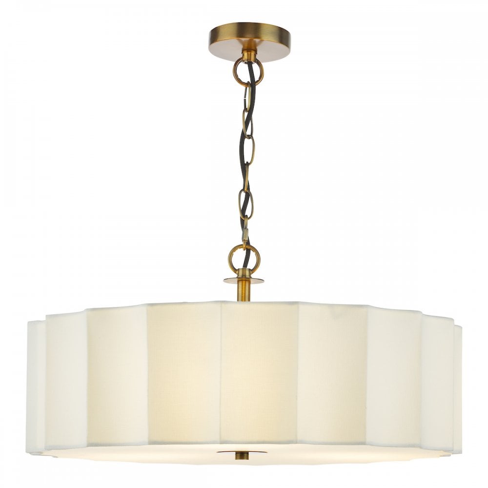 NOU0363 Noura 3 Light Pendant Ivory and Antique Bronze