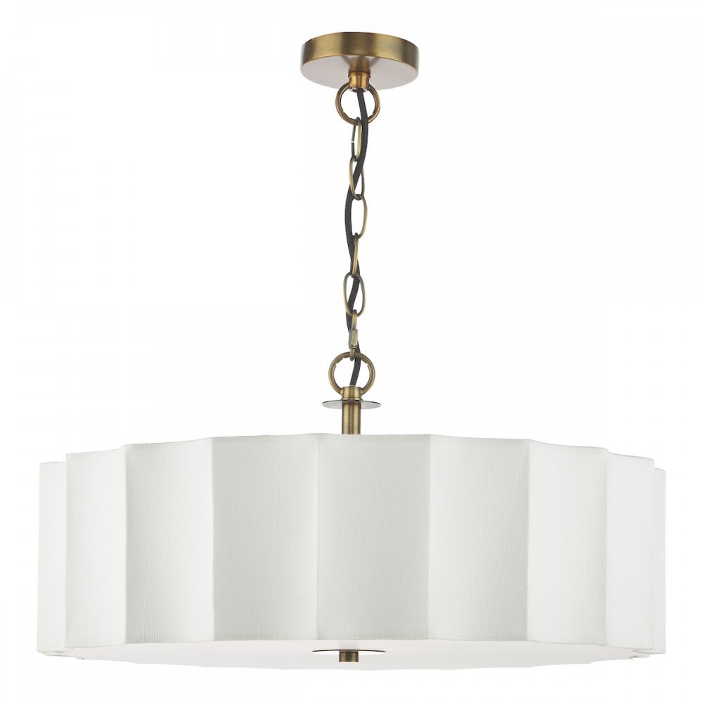 NOU0363 Noura 3 Light Pendant Ivory and Antique Bronze