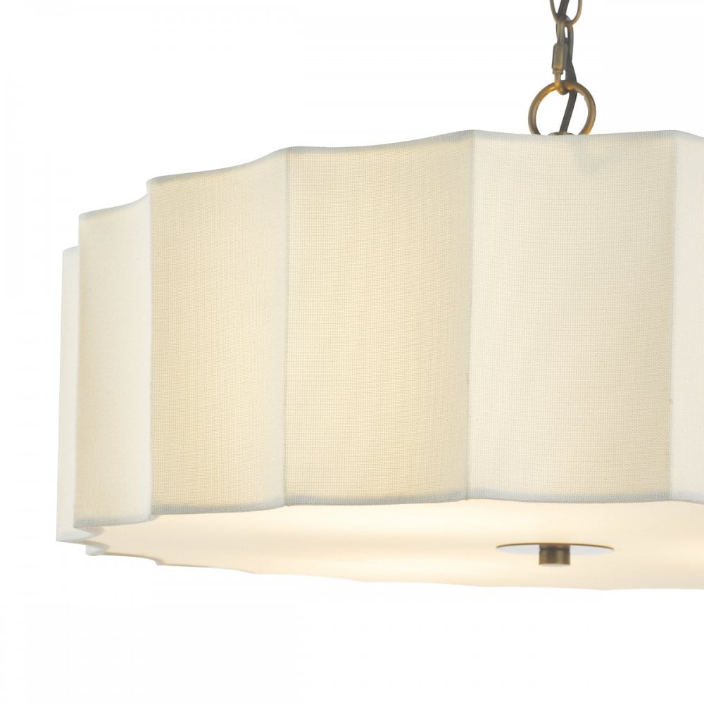NOU0363 Noura 3 Light Pendant Ivory and Antique Bronze