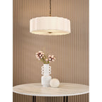 NOU0363 Noura 3 Light Pendant Ivory and Antique Bronze