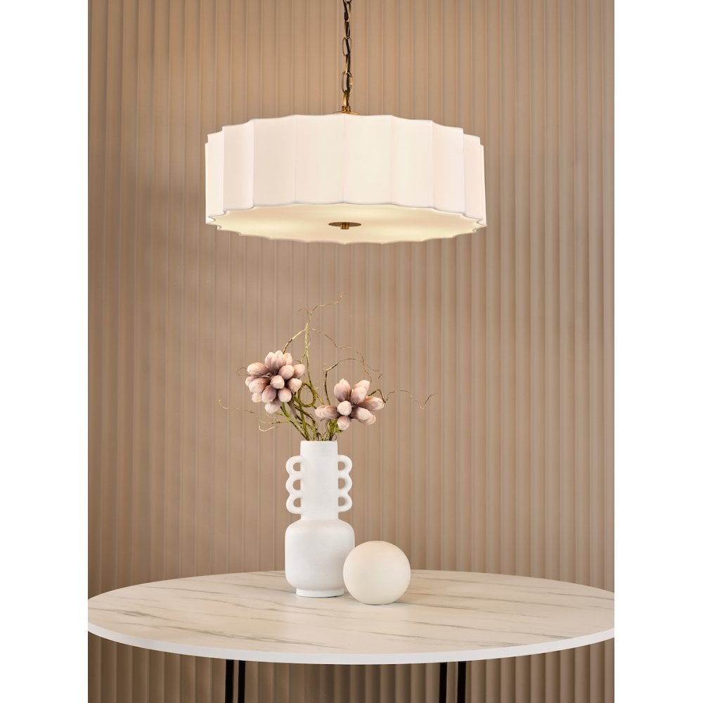NOU0363 Noura 3 Light Pendant Ivory and Antique Bronze