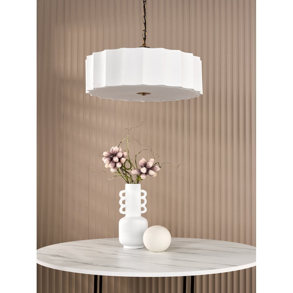 NOU0363 Noura 3 Light Pendant Ivory and Antique Bronze