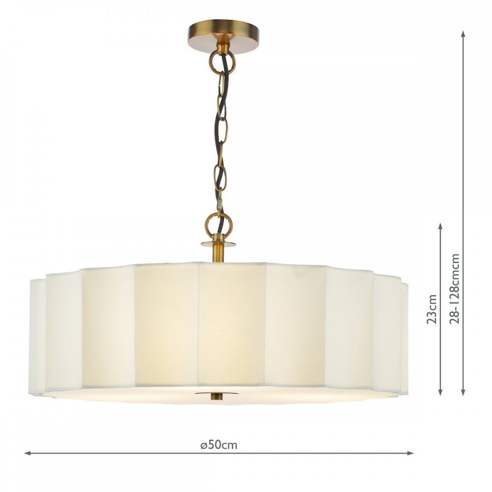 NOU0363 Noura 3 Light Pendant Ivory and Antique Bronze