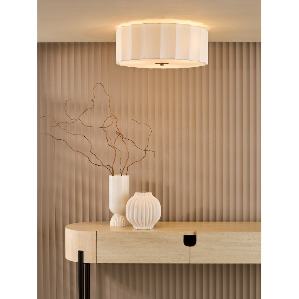 NOU5263 Noura 3 Light Flush Ivory and White