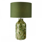 NUR4224 Nuria Table Lamp Green Art Glass and Polished Chrome With Shade