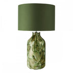 NUR4224 Nuria Table Lamp Green Art Glass and Polished Chrome With Shade