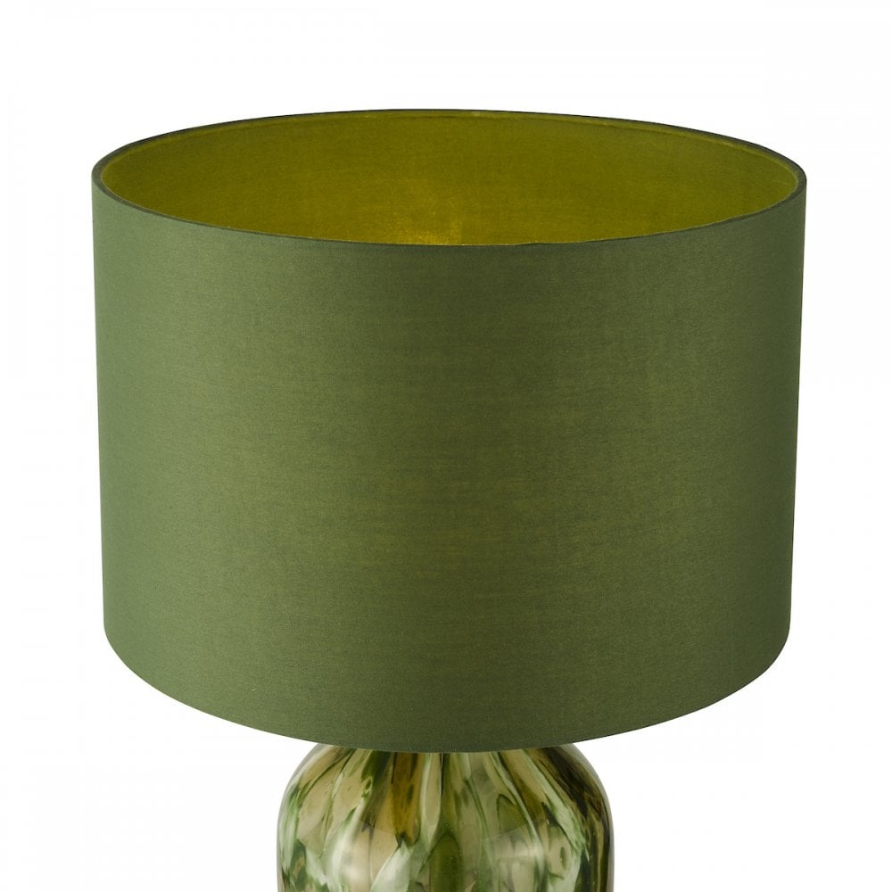 NUR4224 Nuria Table Lamp Green Art Glass and Polished Chrome With Shade