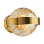 OPH0735 Ophira Wall Light Antique Gold and Amber Ribbed Glass