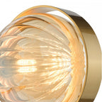 OPH0735 Ophira Wall Light Antique Gold and Amber Ribbed Glass