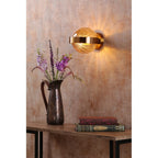 OPH0735 Ophira Wall Light Antique Gold and Amber Ribbed Glass