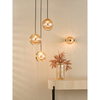 OPH0735 Ophira Wall Light Antique Gold and Amber Ribbed Glass