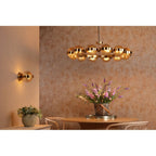OPH0735 Ophira Wall Light Antique Gold and Amber Ribbed Glass