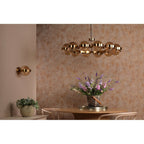 OPH0735 Ophira Wall Light Antique Gold and Amber Ribbed Glass