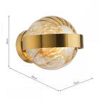 OPH0735 Ophira Wall Light Antique Gold and Amber Ribbed Glass