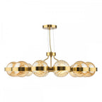 OPH1235 Ophira 12 Light Pendant Antique Gold and Amber Ribbed Glass