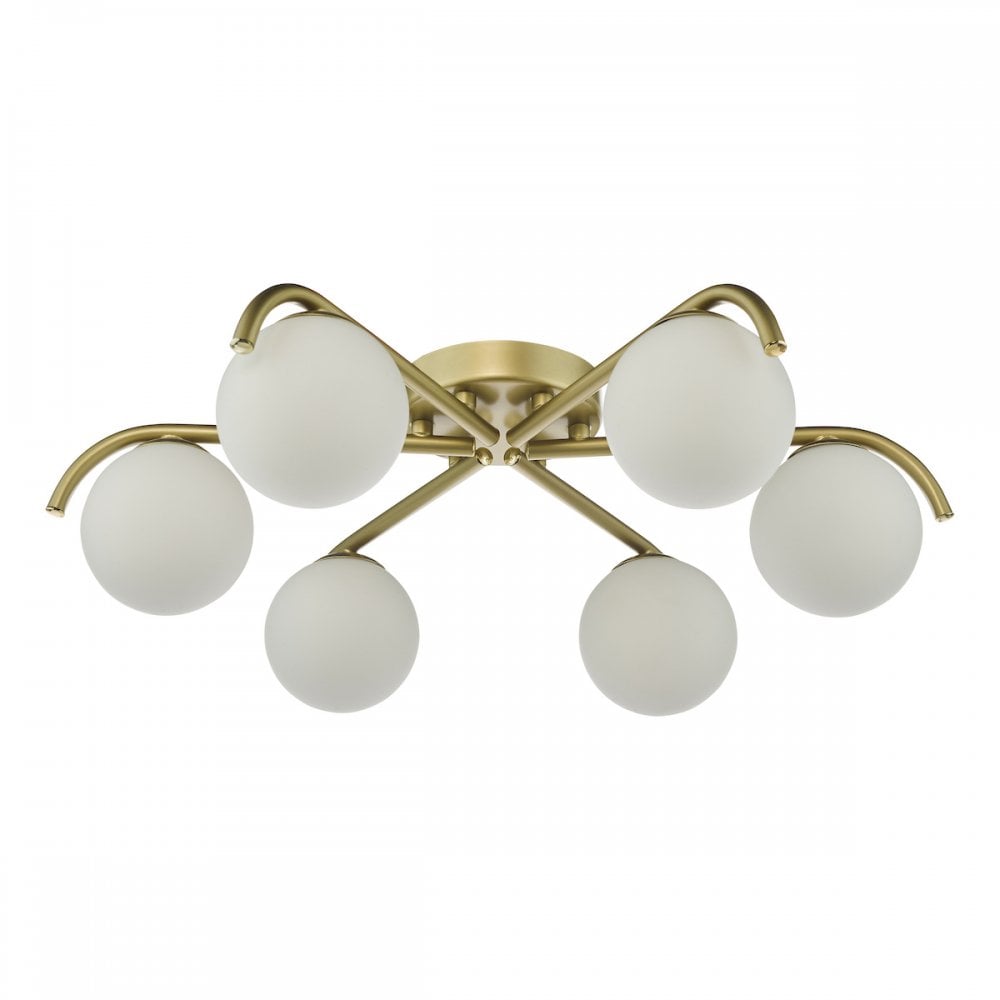 ORL6435 Orlena 6 Light Flush Satin Gold and Opal Glass
