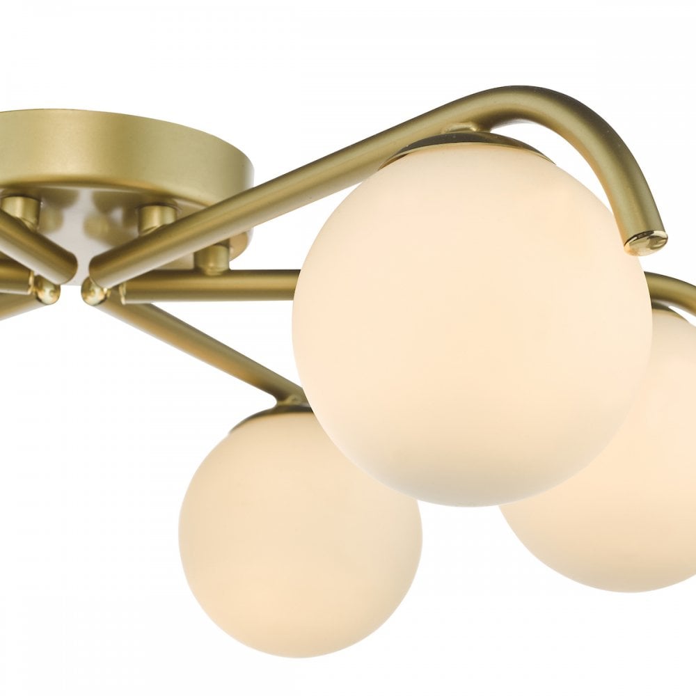 ORL6435 Orlena 6 Light Flush Satin Gold and Opal Glass