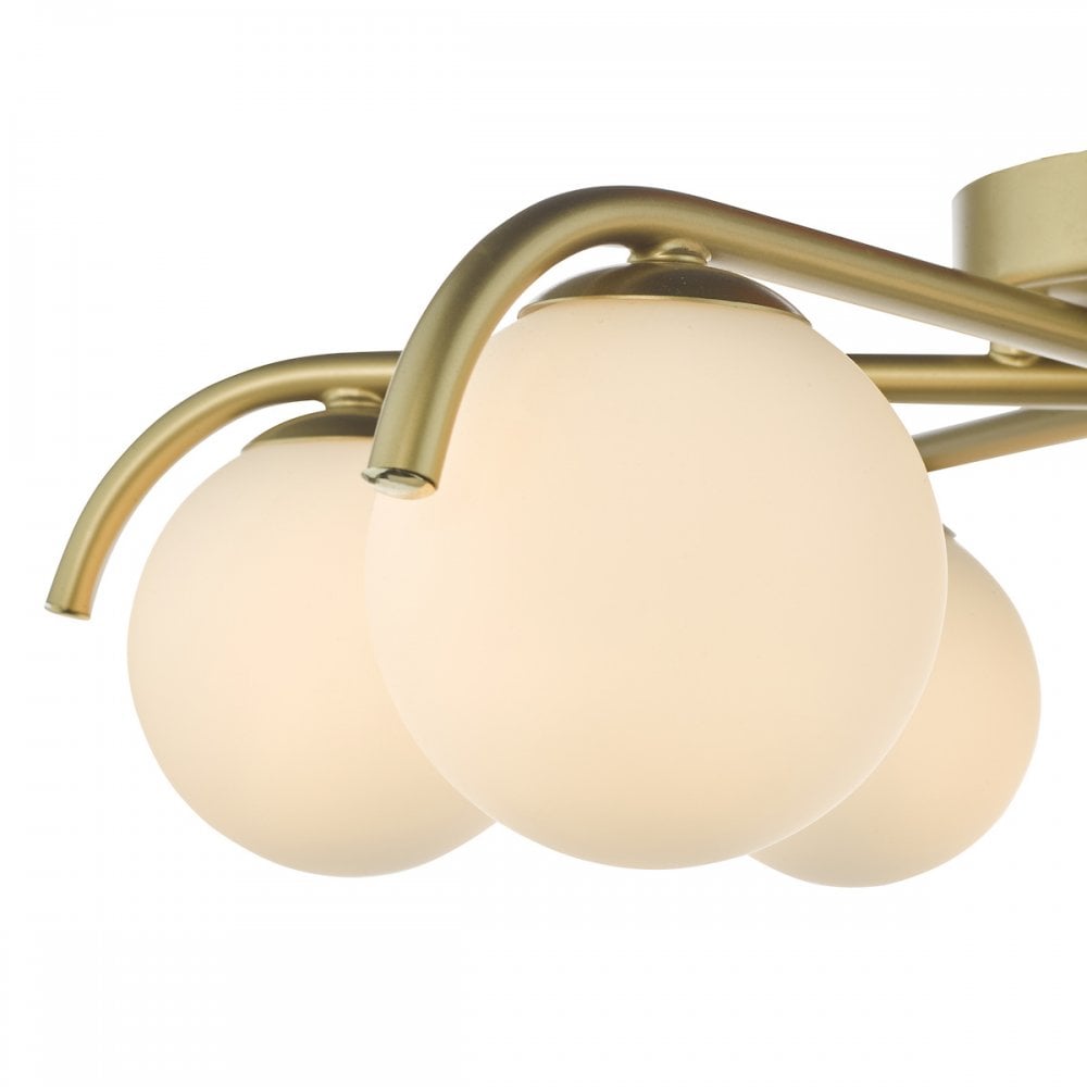 ORL6435 Orlena 6 Light Flush Satin Gold and Opal Glass