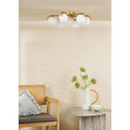 ORL6435 Orlena 6 Light Flush Satin Gold and Opal Glass
