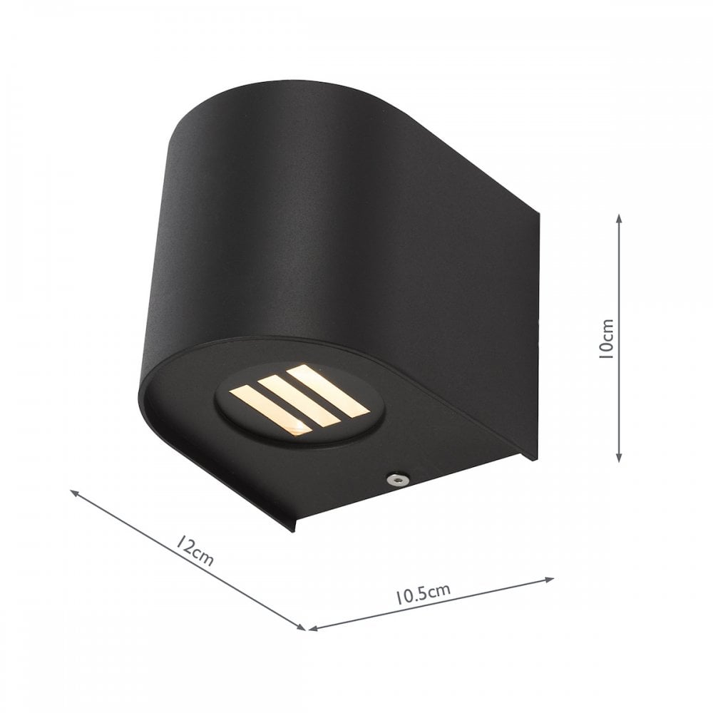 ORV3222 Orville 2 Light Outdoor Wall Light Matt Black LED IP44