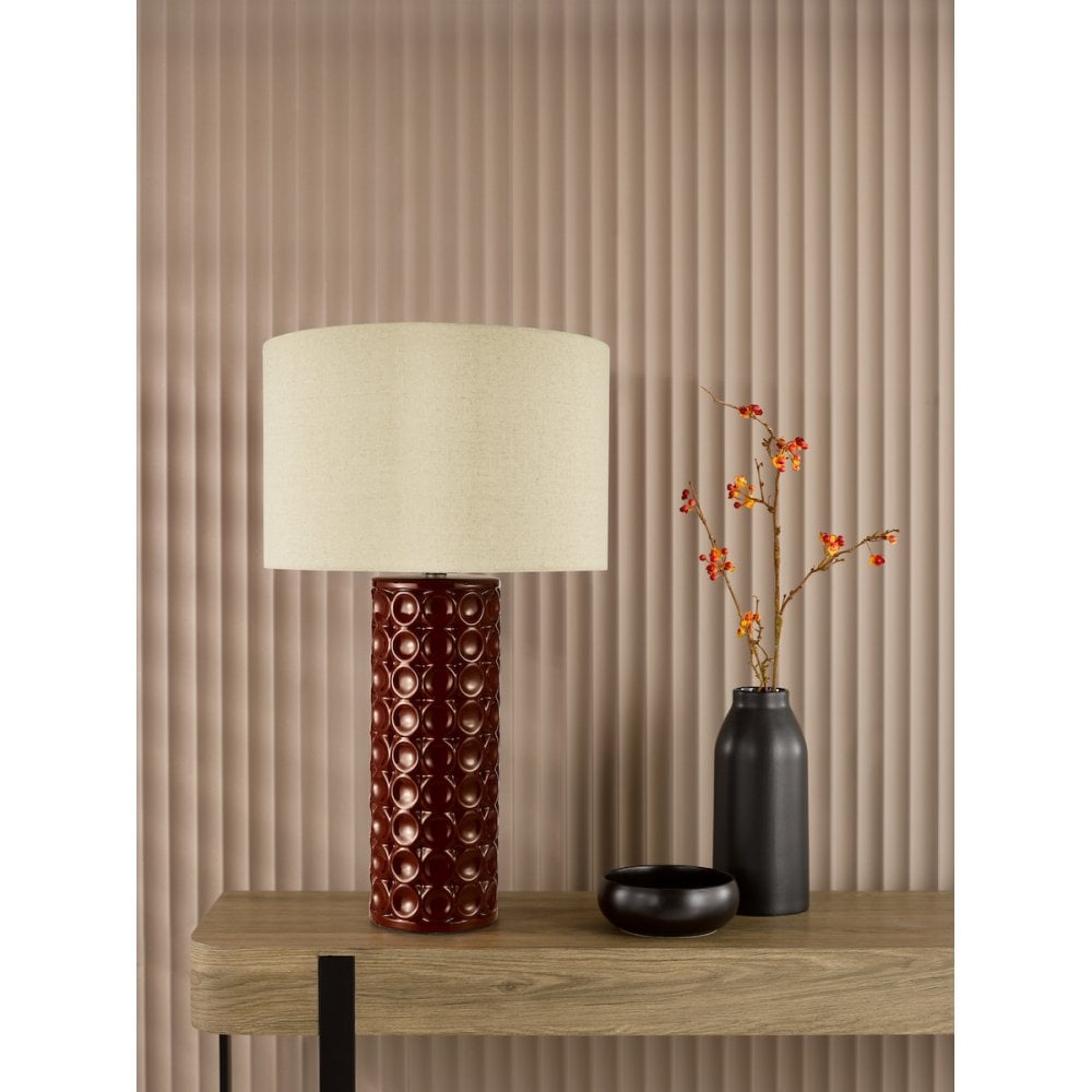 RAJ4225 Raja Table Lamp Red and Antique Bronze With Shade