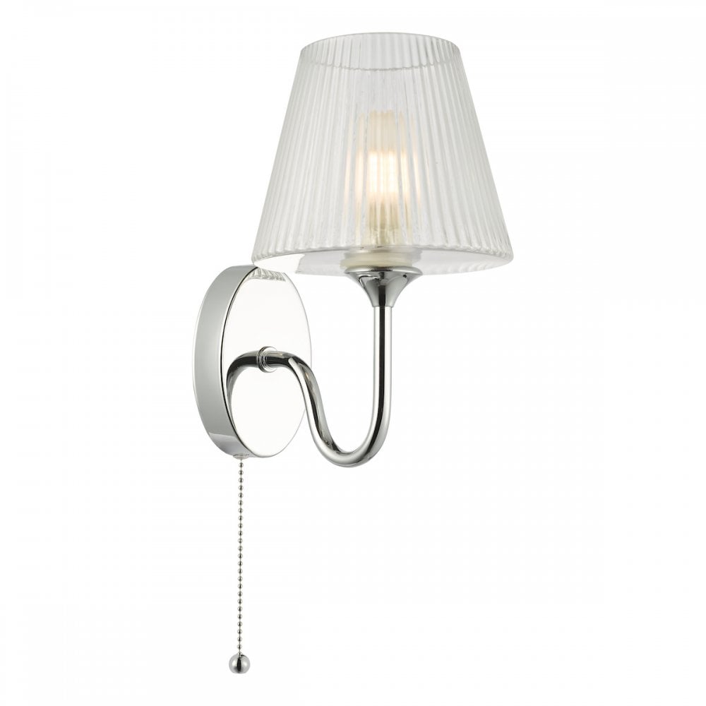RIM0750 Rimaz Bathroom Wall Light Polished Chrome and Ribbed Glass IP44