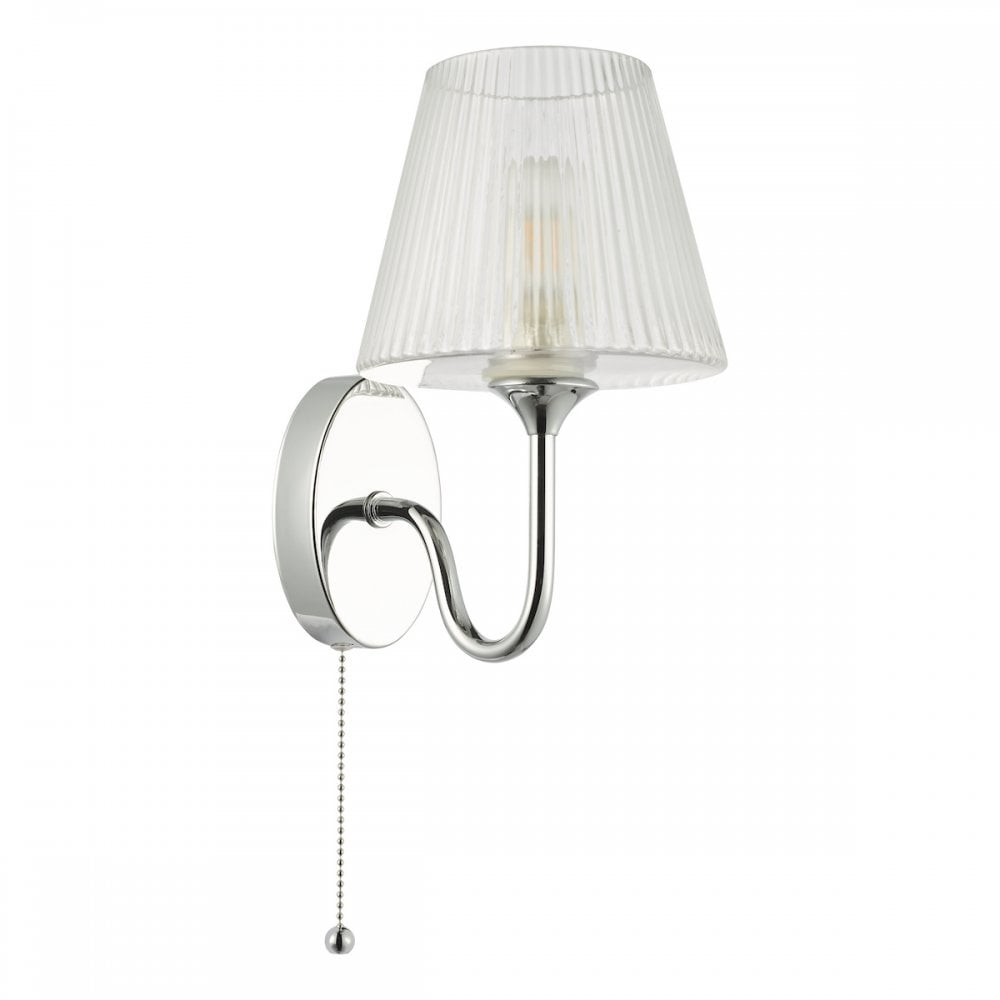 RIM0750 Rimaz Bathroom Wall Light Polished Chrome and Ribbed Glass IP44