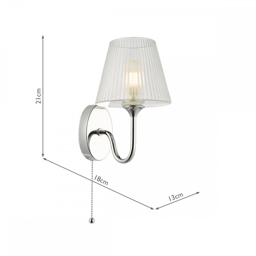 RIM0750 Rimaz Bathroom Wall Light Polished Chrome and Ribbed Glass IP44