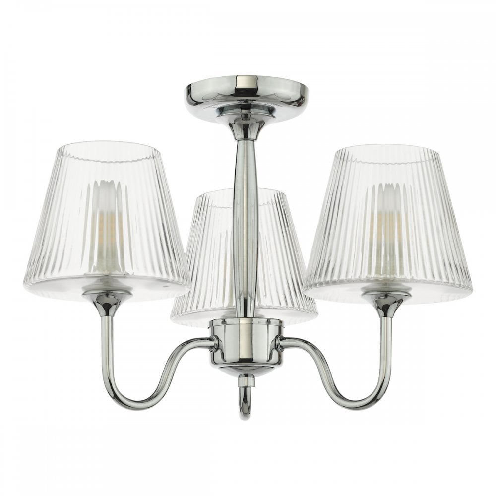 RIM5350 Rimaz 3 Light Bathroom Semi Flush Polished Chrome and Ribbed Glass IP44