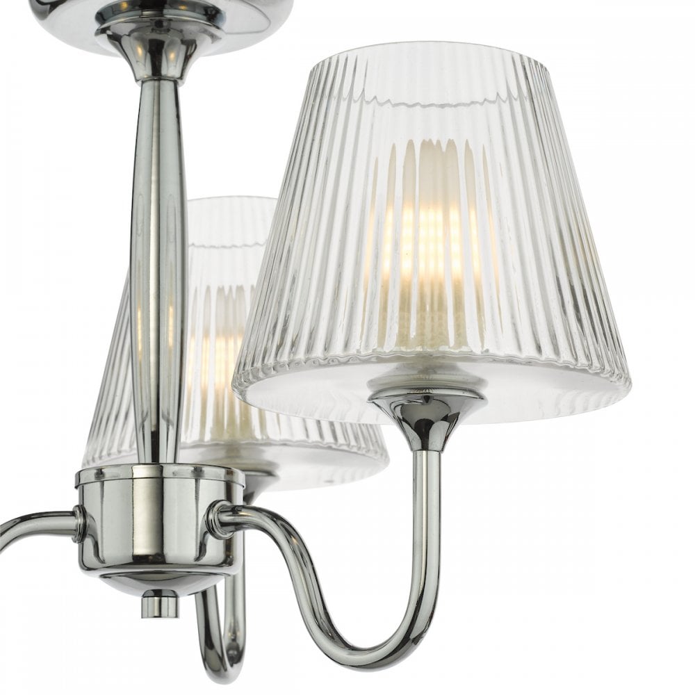 RIM5350 Rimaz 3 Light Bathroom Semi Flush Polished Chrome and Ribbed Glass IP44