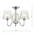 RIM5350 Rimaz 3 Light Bathroom Semi Flush Polished Chrome and Ribbed Glass IP44
