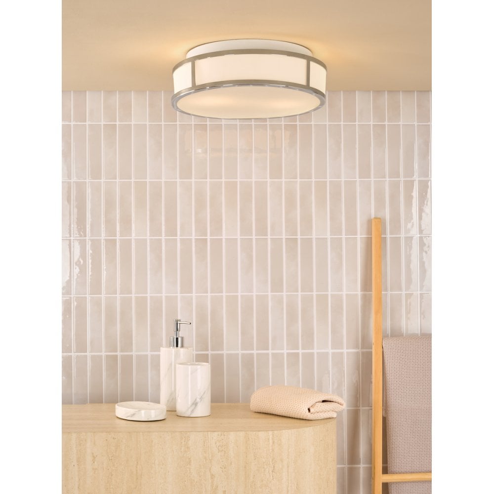 ROY5050 Royce 2 Light Bathroom Flush Polished Chrome and Opal Glass IP44