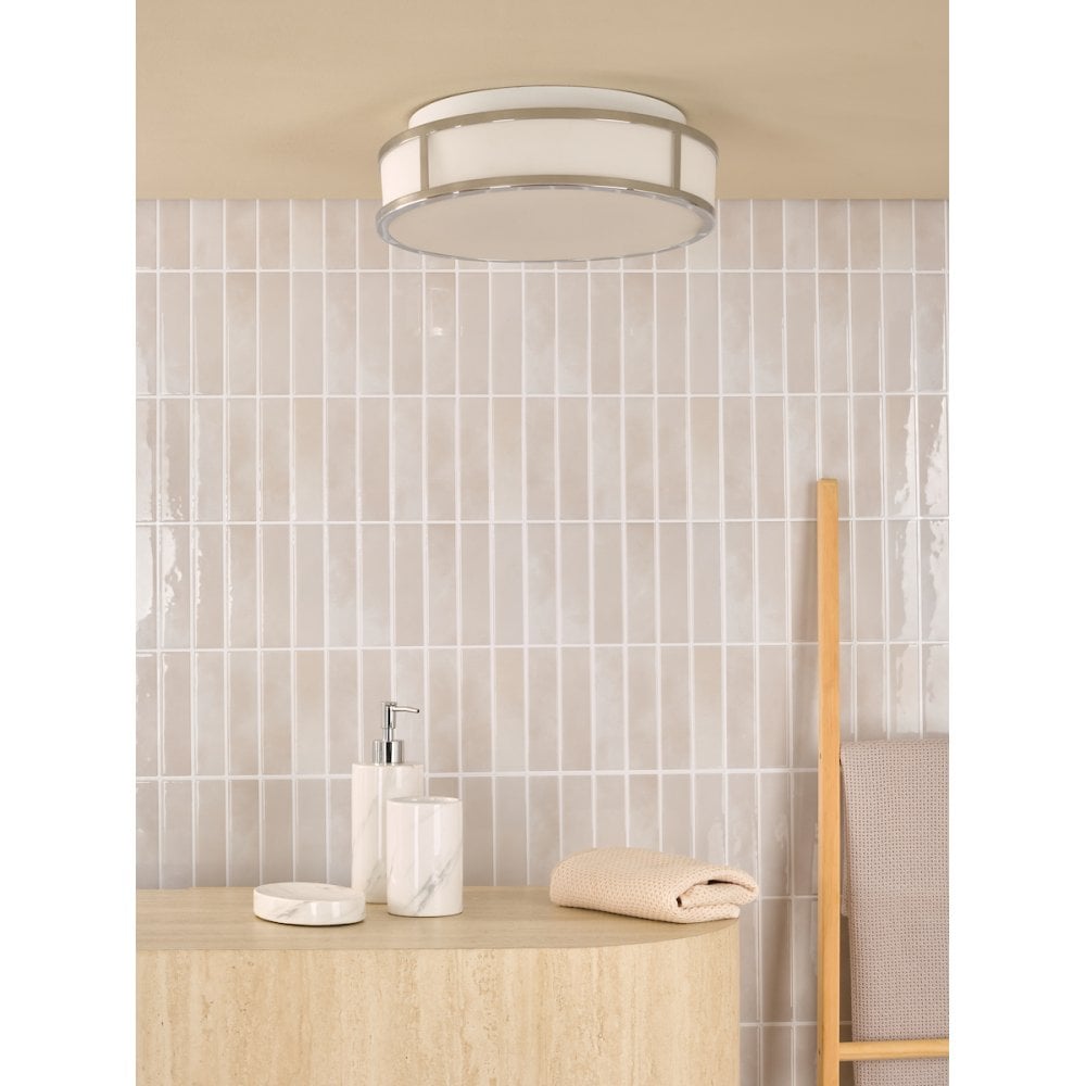ROY5050 Royce 2 Light Bathroom Flush Polished Chrome and Opal Glass IP44