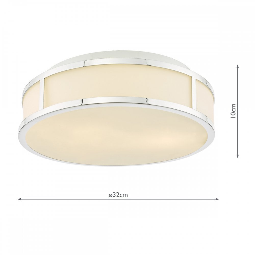 ROY5050 Royce 2 Light Bathroom Flush Polished Chrome and Opal Glass IP44