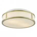 ROY5075 Royce 2 Light Bathroom Flush Matt Antique Brass and Opal Glass IP44
