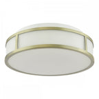 ROY5075 Royce 2 Light Bathroom Flush Matt Antique Brass and Opal Glass IP44