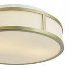 ROY5075 Royce 2 Light Bathroom Flush Matt Antique Brass and Opal Glass IP44