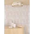ROY5075 Royce 2 Light Bathroom Flush Matt Antique Brass and Opal Glass IP44